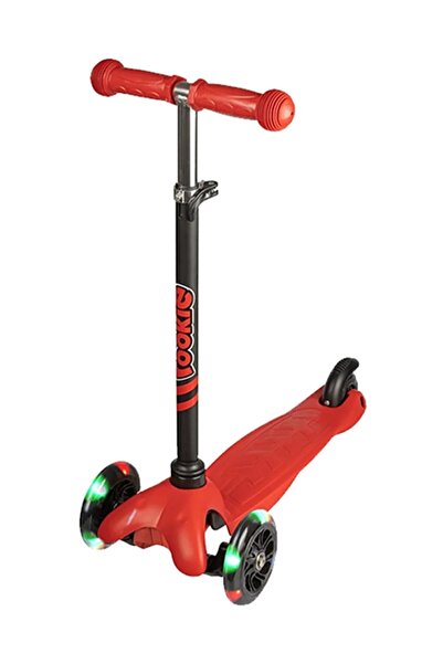 Genel Markalar Kırmızı Rookie 3 Tekerlekli Led Işıklı Scooter