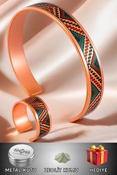 OSMANLI GÜMÜŞ Women's Copper Bracelet Ring Set - Kira Model Special Edition M...