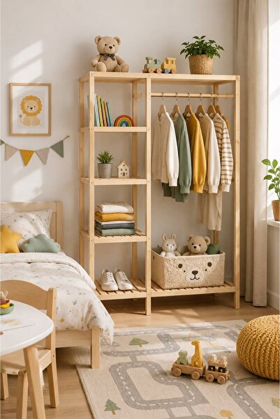 BRK Design BA Ahşap Açık Elbise Gardırop 147*96*25