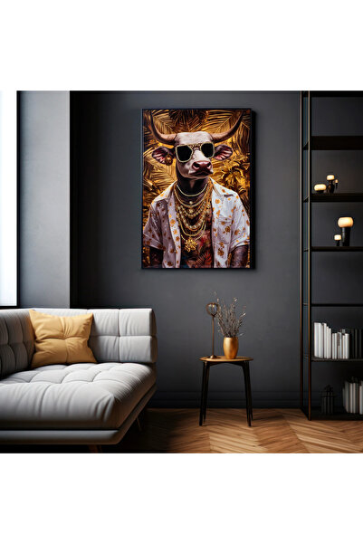 MallDeco Tablou Canvas Portret Tropical Opulent, Finisaj Lucios, cu Decor Acr...