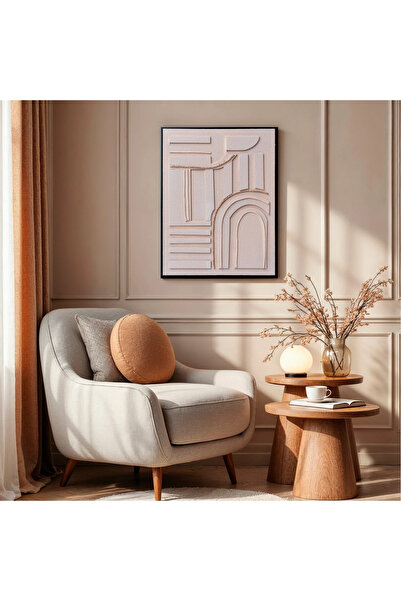 MallDeco Tablou Decorativ 3D Geometric Bej, Strat Dublu cu Efect Sclipici