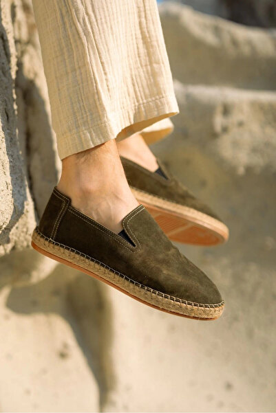 by selvi Lukka Shoes Robert Khaki Genuine Leather Handmade Men's Espadrille