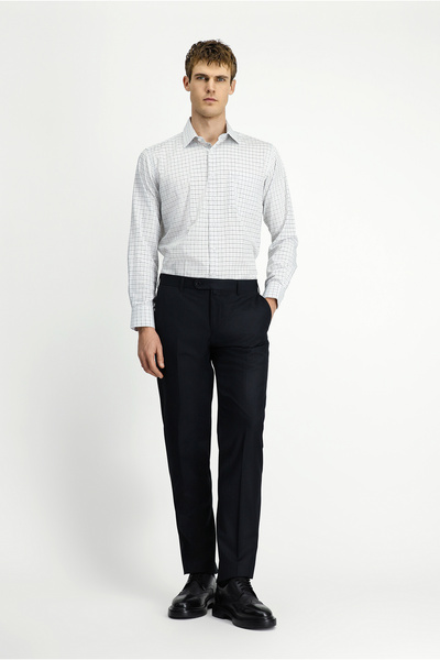 Kiğılı Pantaloni 7 Drop Slim Fit cu dungi, din țesătură clasică