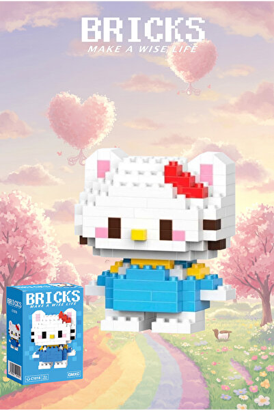 Bricks make a wise life Sanrio Mavi Hello Kitty Bricks Karakter Figürü - Kutu...