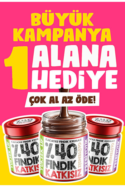MELY ÇİKOLATA %40 Kakaolu Fındık Kreması 330 gr 1 Alana 1 Bedava!