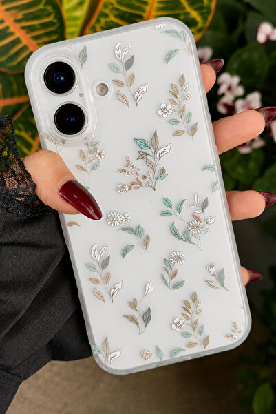 Go Aksesuar Iphone 16 Uyumlu Baskılı Parmak İzi Bırakmaz Mat Şeffaf Kılıf