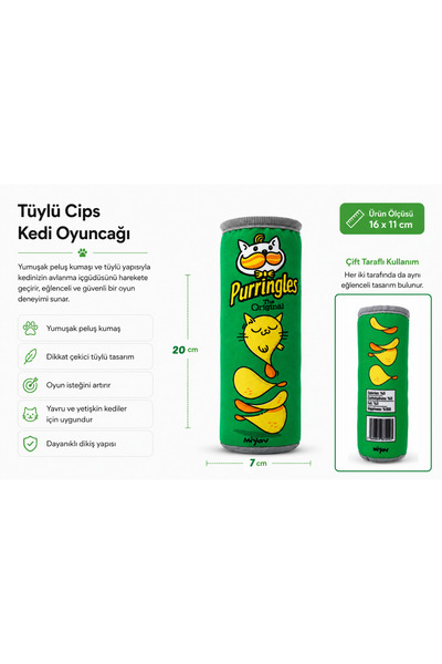 Miyav Purringles Catnipli Tekmeleme Kedi Oyuncağı Peluş Cips