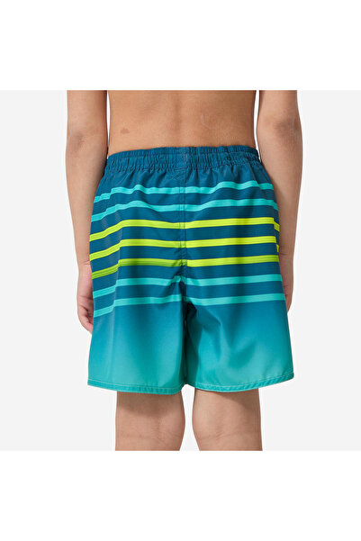 Decathlon Çocuk Kısa Deniz Şortu - Turkuaz - Çizgili - 100