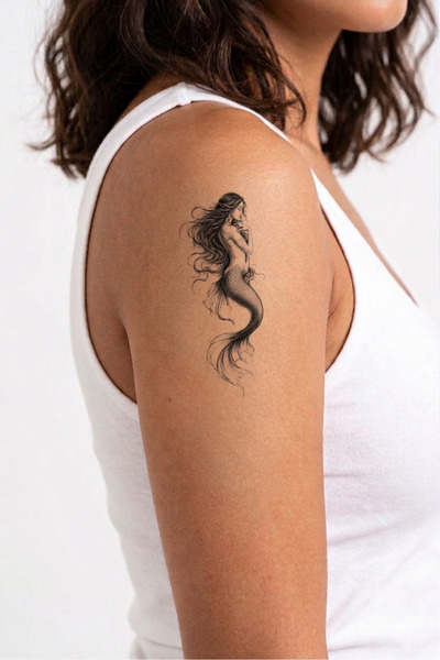 Generic Minimal Deniz Kızı Geçici Dövme Tattoo Kadın Dövmesi Tiny Tattoo Suya...