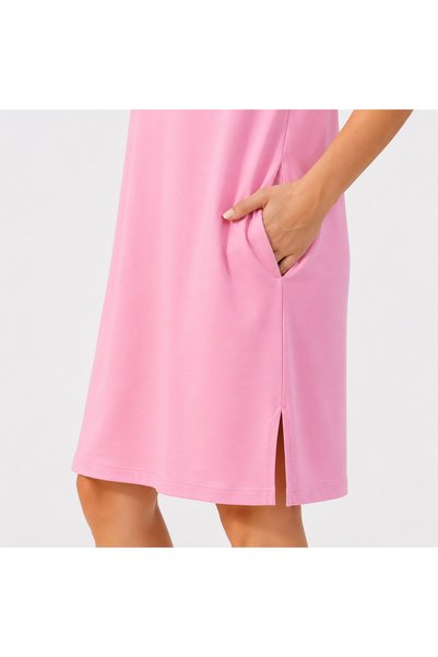 straviera Women's Polo Neck Midi Dress Cupra Pique Modal Pocketed Comfortable Fit Lycra Summer Dress