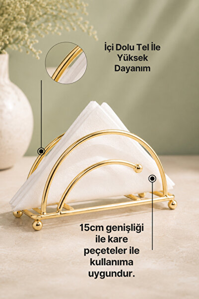 mba decor metal bending art Ahenk Model Gold Paslanmaz Dolu Demir Lüks Peçetelik Sunum Mutfak Dekorasyonu Sofra