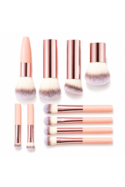 Arabest 10Pcs Makeup Brush Set, Pink Handles with Rose Gold Ferrules, for Fac...
