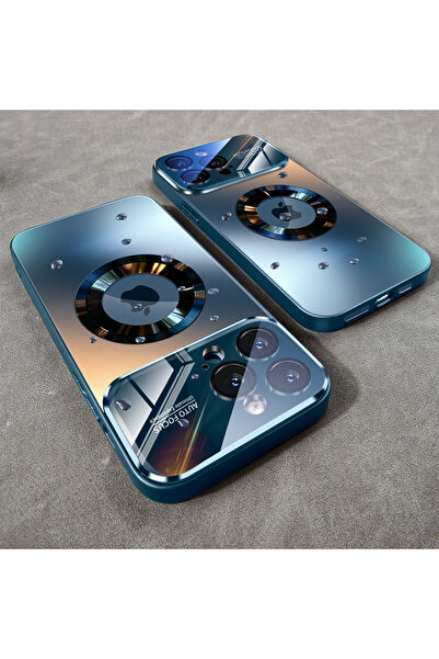 Choice For iPhone 12Pro MAX Blue Luxury Glass Camera For Magesafe Magnetic Wi...