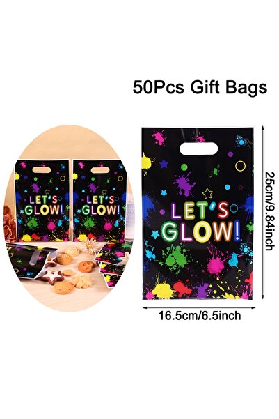 choice2 as picture 50pcs 10/20/50pcs Neon Theme Party Gift Bags, Neon Let's G...