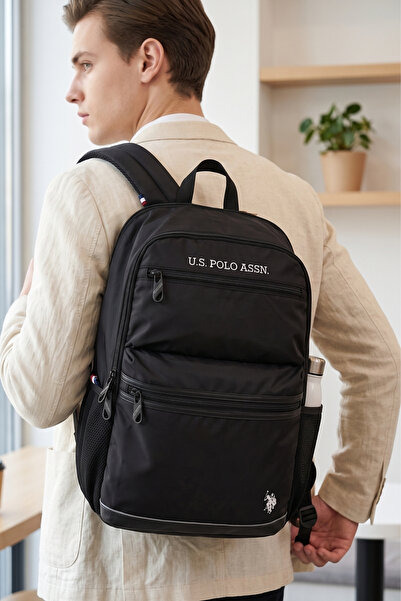 U.S. Polo Assn. حقيبة ظهر مدرسية للجنسين من US Polo Assn 24128 مع حجرة للكمبي...