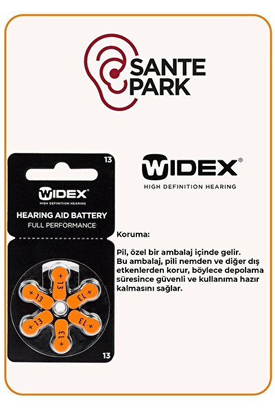WİDEX Isitme Cihazi Pili - 10 Paket 13 Numara Pil - Kulak Cihazi Pili - Isitme Cihazi Pili 13 Numara