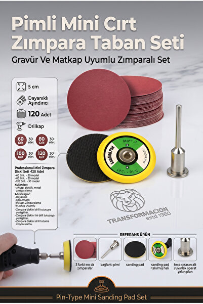 Transformacion Pimli 50mm Cırt Zımpara Taban Seti 124 Parça Matkap ve Gravür ...