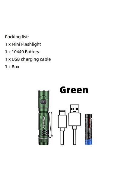 Choice X81-Green EDC Mini High Bright Pen Flashlight USB Rechargeable Magnet ...