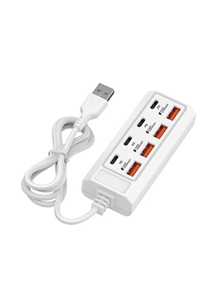 Choice موزع USB أبيض [محطة شحن سريع بـ 8 منافذ] مزود بـ 4 منافذ USB و 4 منافذ...