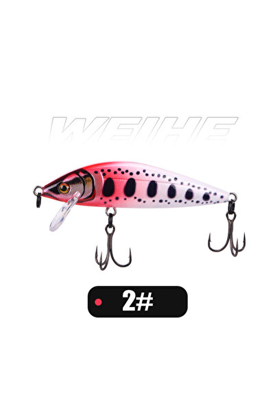 Choice 7.5cm9.7g 2 WEIHE Sinking Mino A 7.5cm 9.7g Treble Hook Hard Bait Luya...