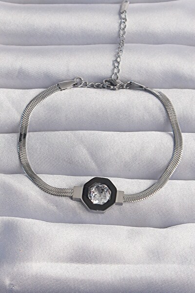 Inure Jewelry 316L الصلب الفضة اللون الزركون حجر المينا سلسلة الإيطالية سوار ...