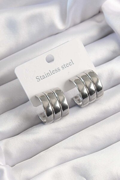 Inure Jewelry 316L الصلب الفضة اللون 3 قطعة نظرة منحني نموذج نصف حلقة الأقراط