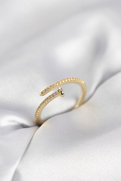 Inure Jewelry خاتم نسائي موديل مرصع بحجر الزركون باللون الذهبي