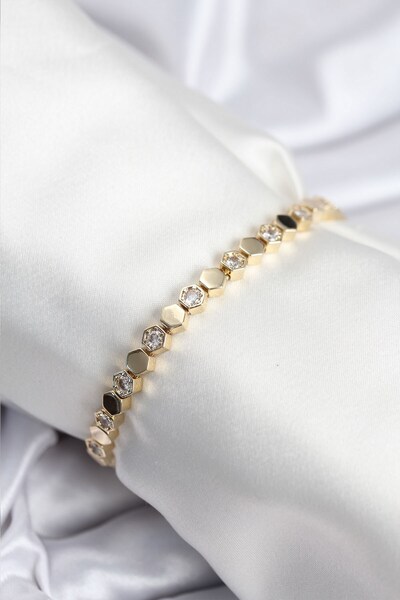 Inure Jewelry Brass Vip Series Gold Color Honeycomb Model Women's Bracelet