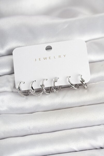 Inure Jewelry طقم أقراط نسائية من النحاس الفضي اللون طراز بوتيغا