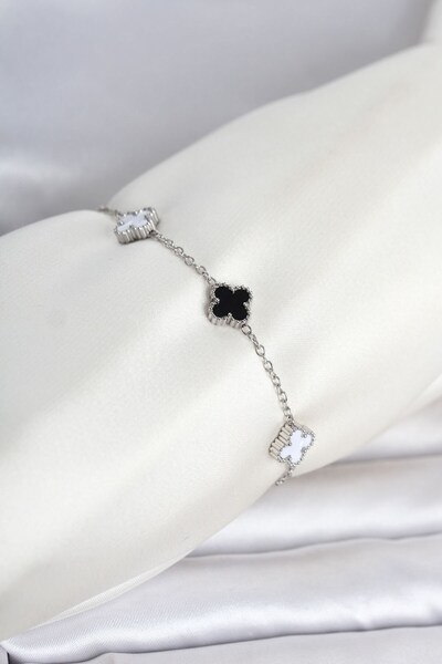 Inure Jewelry سوار نسائي من الفولاذ 316L باللون الفضي والأسود والأبيض طراز بي...