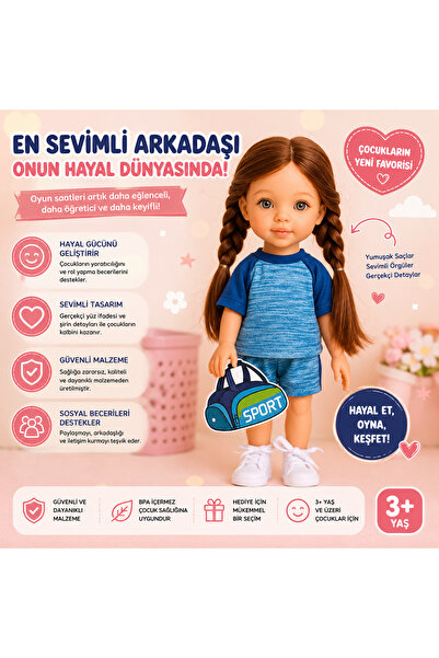 ela777 Lelila Küçük Hanım Sporda Oyuncak Et Bebek 32 Cm Hediyeli