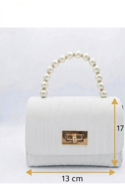 GENCATELİER Elegant Women's Shoulder and Hand Bag with Pearl Detail on the Handle Size: 17*13 cm