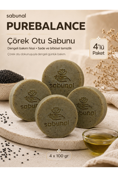 sabunal Purebalance Black Seed Soap 4 Pieces - Balancing Natural Care Soap fo...