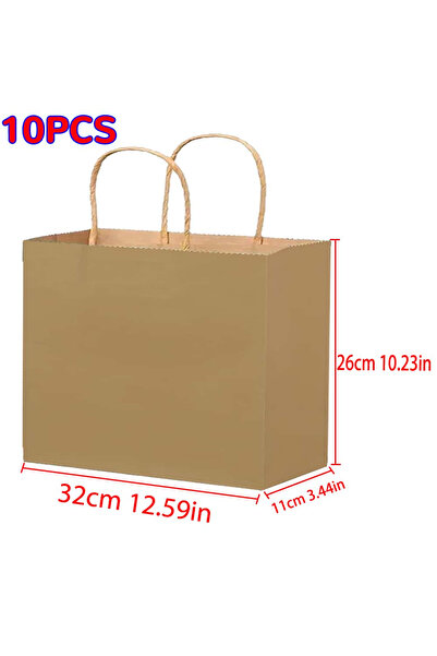Choice 32cmx26cm Other 32cmx26cm 10-Pack Kraft Paper Bags with Handles Holida...