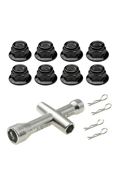 Choice black 1 Set Metal M4 Flange Lock Nuts Anti-skip Hex Wheel Adapter For ...