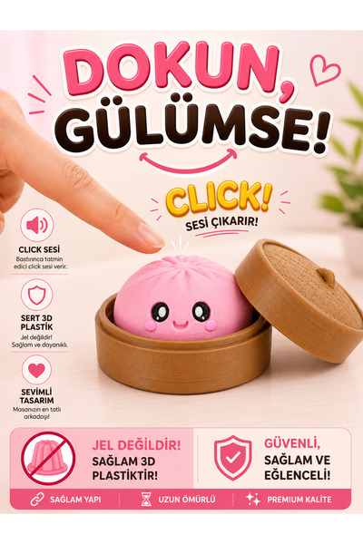Mazaka Studio Çin Mantısı Büyük Boy Clicker Pembe 3D Baskı 10 cm