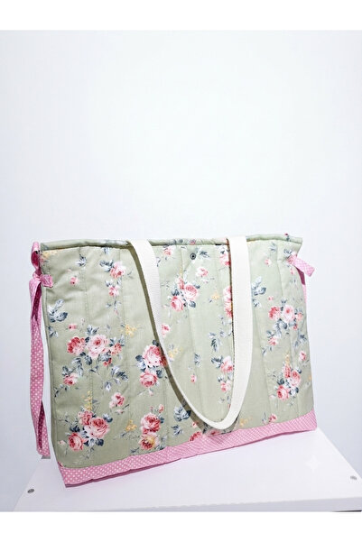 Elisss Design Green Picnic Bag, Baby Bag, Beach Bag, Lunchbag, Floral Pattern...