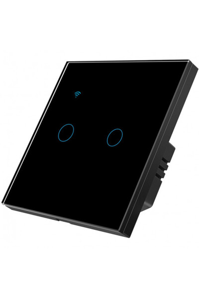 iUni 2F smart touch switch, Wi-Fi, Tempered glass, LED, Black