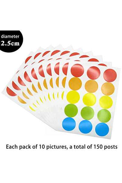 Choice3 25mm 150pcs 6-45mm Colored Dot Stickers 10 Sheets Polka Circle Office...