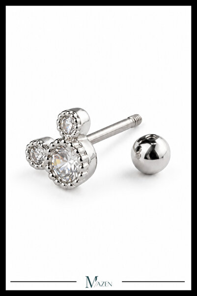 MAZEN Paslanmaz Kararmaz Cerrahi Çelik Mickey Tragus, Kıkırdak Helix 8mm Pier...