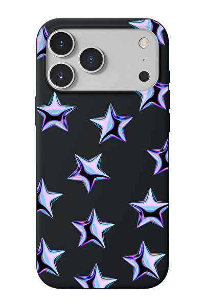 shoptocase iPhone 17 Pro Uyumlu Mor Yıldızlar Desenli İçi Süet Lansman Telefo...
