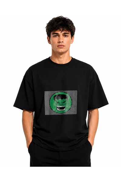 Inscriptie Tricou Unisex Bumbac Premium Casual " Hulk drop down menu "