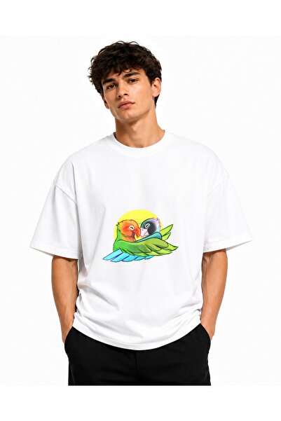 Inscriptie Tricou Unisex Bumbac Premium Casual " Papagali indragostiti "