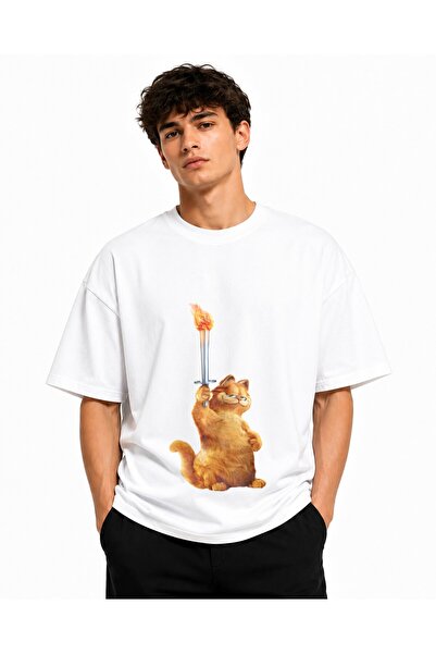 Inscriptie Ουνισέξ Βαμβακερό T-Shirt Υψηλής Ποιότητας  "Γκάρφιλντ με Φακό "