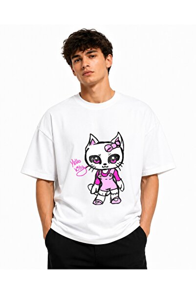 Inscriptie Tricou Unisex Bumbac Premium Casual " Hello Kitty, Art "
