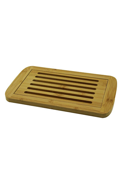 Go İthalat Wooden Bamboo Cutting Board with Grid and Compartment 21X36Cm (4940)