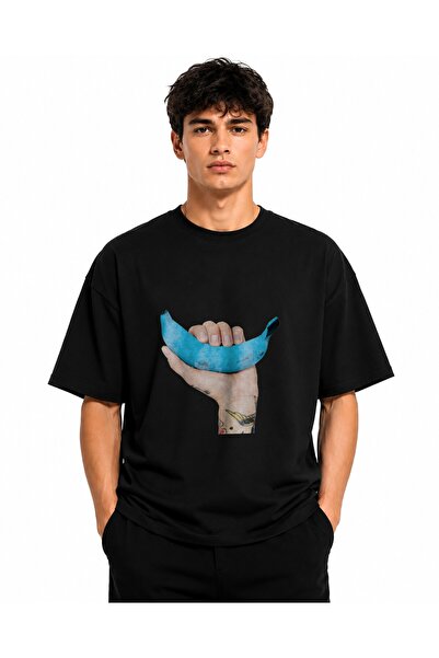 Inscriptie Tricou Unisex Bumbac Premium Casual " Banana albastra "