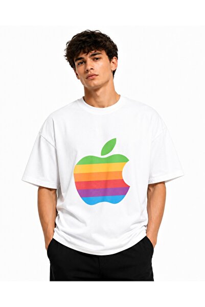 Inscriptie Tricou Unisex Bumbac Premium Casual " Apple curcubeu "