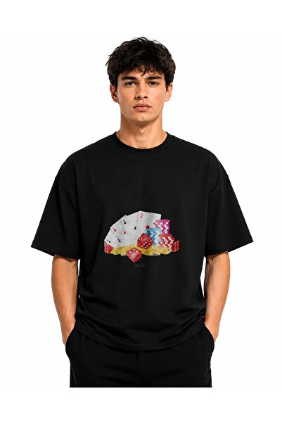 Inscriptie Tricou Unisex Bumbac Premium Casual " Patru asi si jetoane "