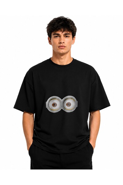 Inscriptie Ουνισέξ Βαμβακερό T-shirt Υψηλής Ποιότητας  "Μάτια Μίνιονς "